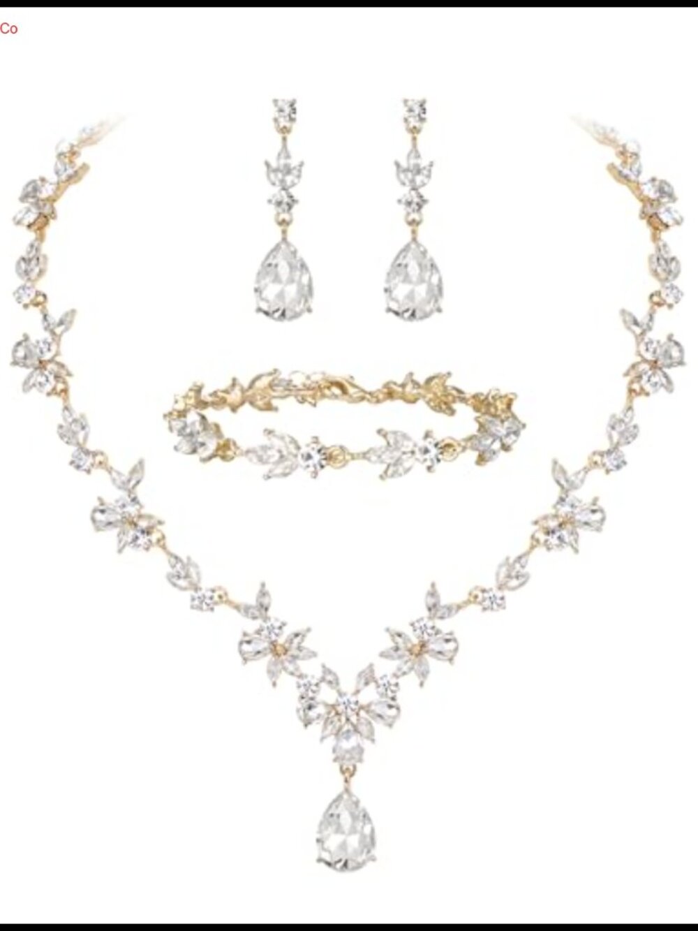 Crystal Wedding Jewelry Set Austrian Crystal Necklace Earrings Bracelet Bridal